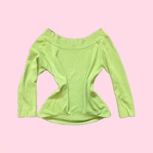 y2k off the shoulder green cottage core top